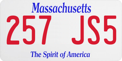 MA license plate 257JS5