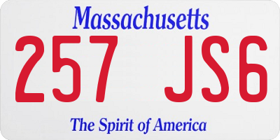 MA license plate 257JS6