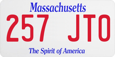 MA license plate 257JT0