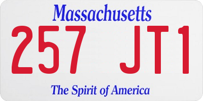 MA license plate 257JT1