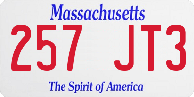 MA license plate 257JT3
