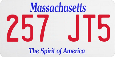 MA license plate 257JT5