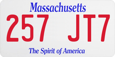 MA license plate 257JT7