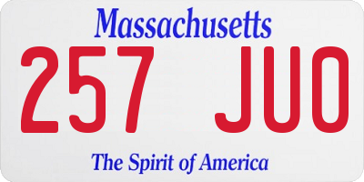 MA license plate 257JU0