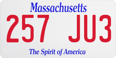 MA license plate 257JU3