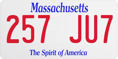 MA license plate 257JU7