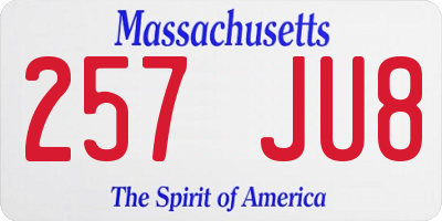 MA license plate 257JU8