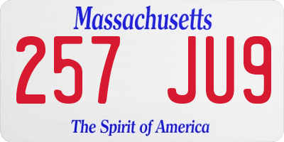 MA license plate 257JU9