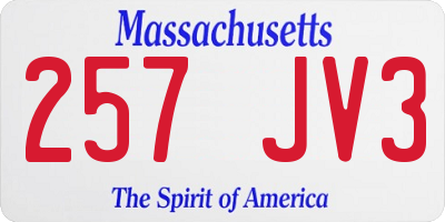 MA license plate 257JV3