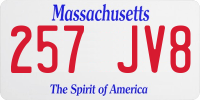 MA license plate 257JV8
