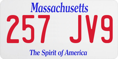 MA license plate 257JV9