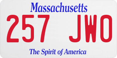 MA license plate 257JW0
