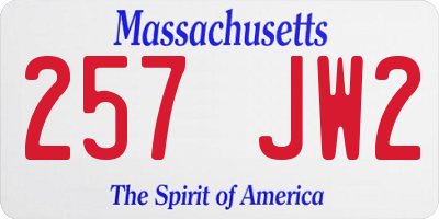 MA license plate 257JW2