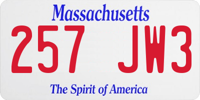 MA license plate 257JW3