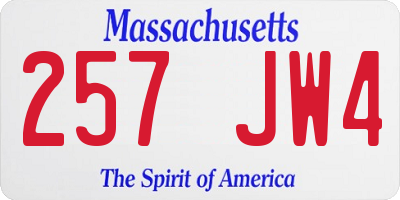 MA license plate 257JW4