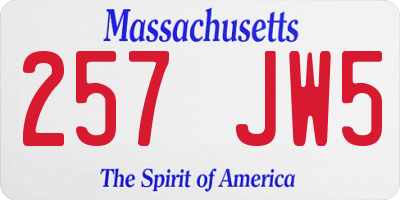 MA license plate 257JW5