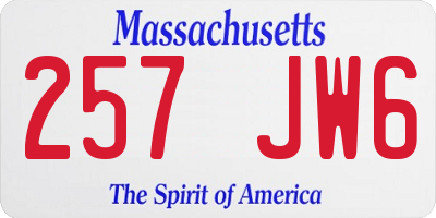 MA license plate 257JW6