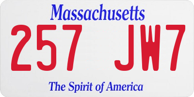 MA license plate 257JW7