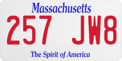 MA license plate 257JW8