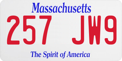 MA license plate 257JW9