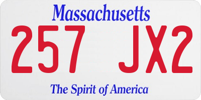 MA license plate 257JX2