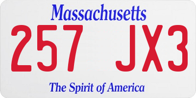 MA license plate 257JX3