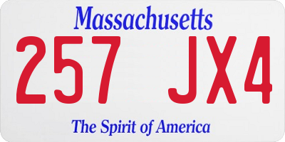 MA license plate 257JX4
