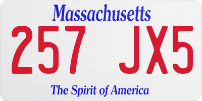 MA license plate 257JX5