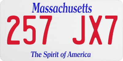 MA license plate 257JX7
