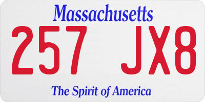 MA license plate 257JX8