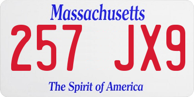 MA license plate 257JX9