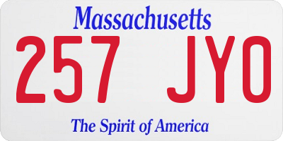 MA license plate 257JY0