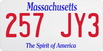 MA license plate 257JY3