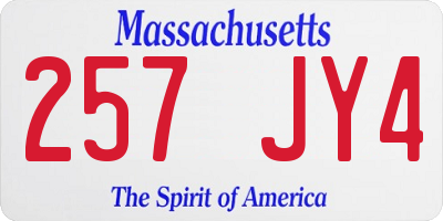 MA license plate 257JY4