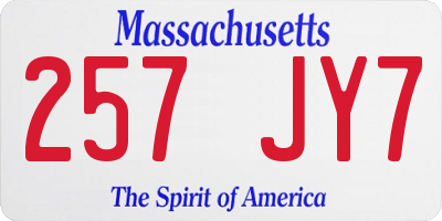 MA license plate 257JY7
