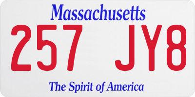 MA license plate 257JY8
