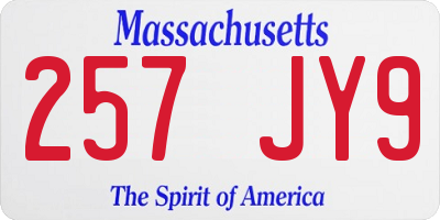 MA license plate 257JY9
