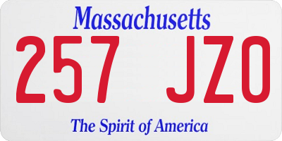 MA license plate 257JZ0