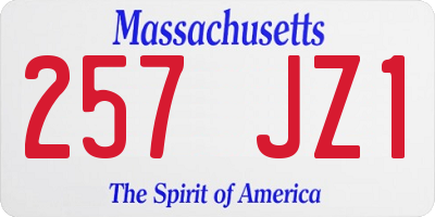MA license plate 257JZ1