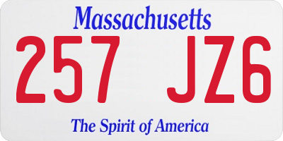 MA license plate 257JZ6