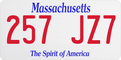 MA license plate 257JZ7