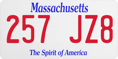 MA license plate 257JZ8