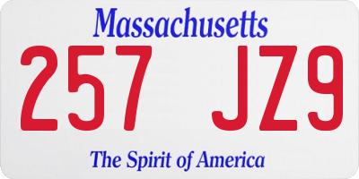 MA license plate 257JZ9