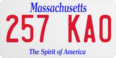 MA license plate 257KA0