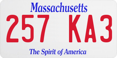 MA license plate 257KA3