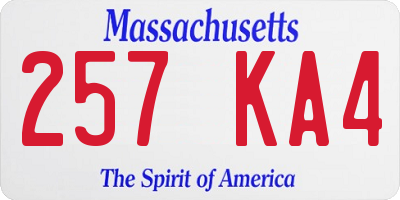 MA license plate 257KA4