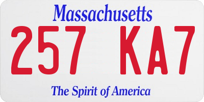 MA license plate 257KA7
