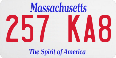 MA license plate 257KA8