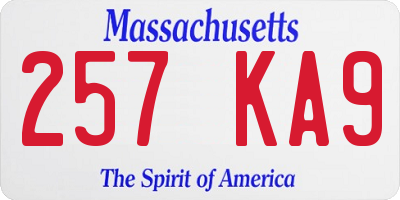 MA license plate 257KA9