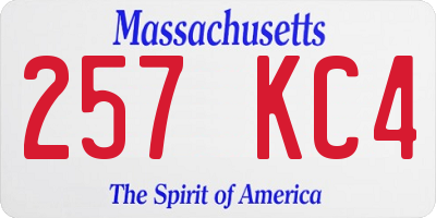 MA license plate 257KC4